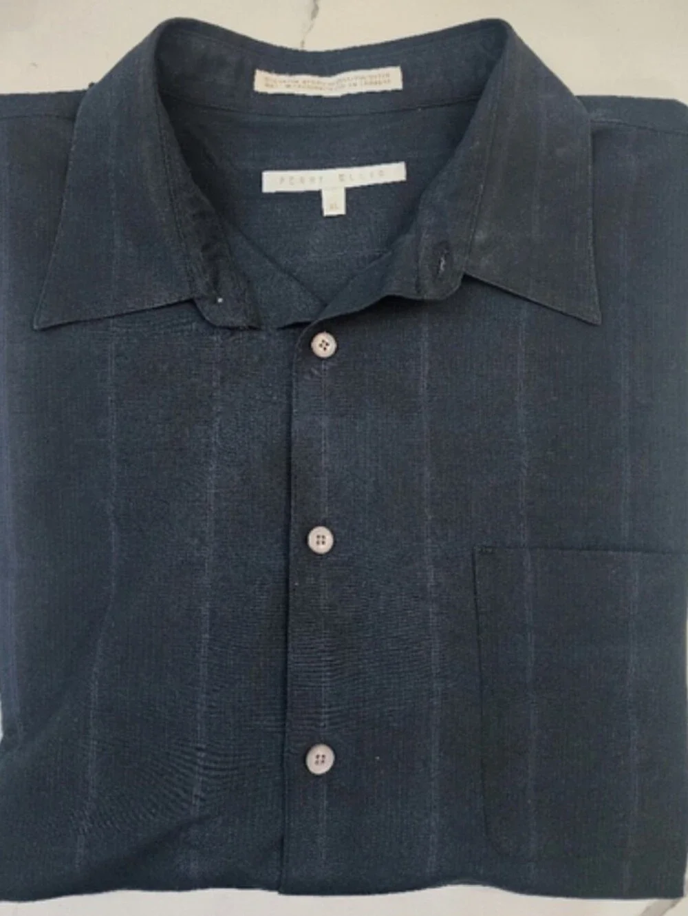 Perry Ellis Men's Black Short Sleeve Button Down Shirt Subtle Embossed Size XL - Picture 9 of 9